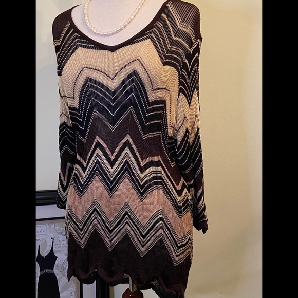 Chico’s Travelers Collection Cardigan Size 3 Zigzag - Picture 2 of 11
